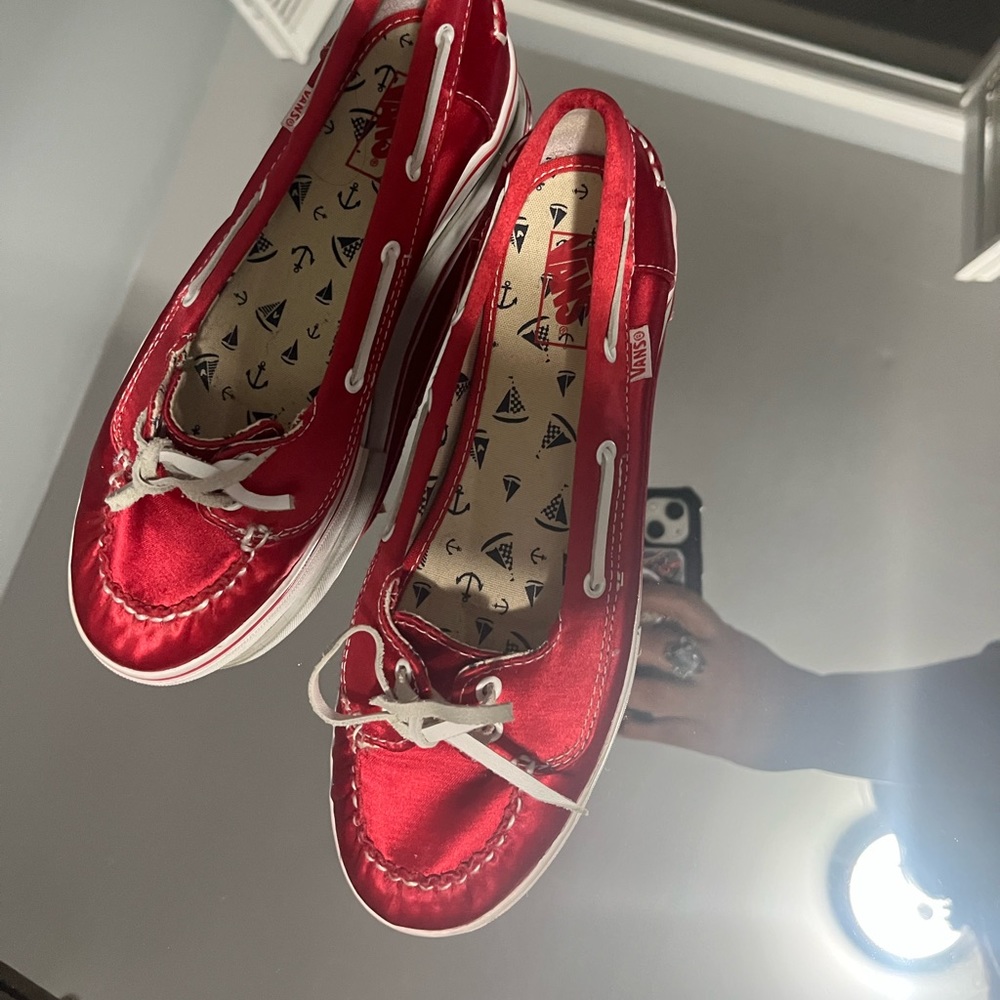 Van shoes size 61/2 red shoes satin finish